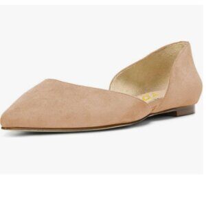 YDN Nude Pointed Toe Flats Slip on Dorsay Pumps Comfy Shoes for Driving Walking